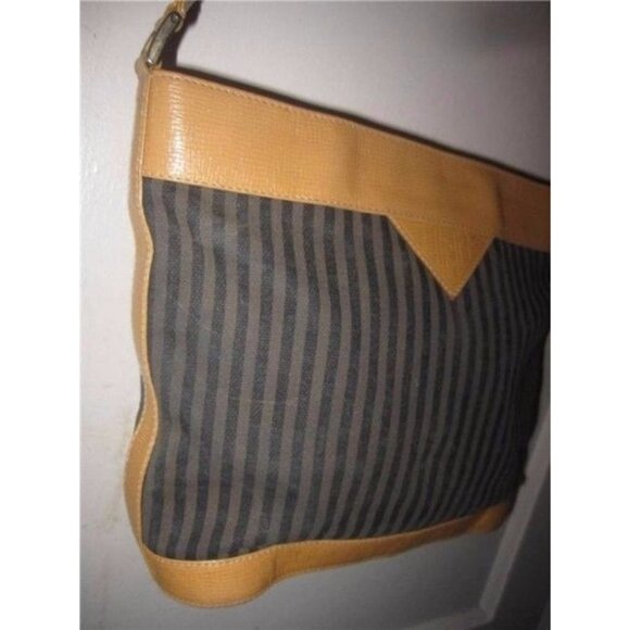 Fendi Vintage Purse Black Grey Camel Coated Canvas And Leather - Picture 2 of 5
